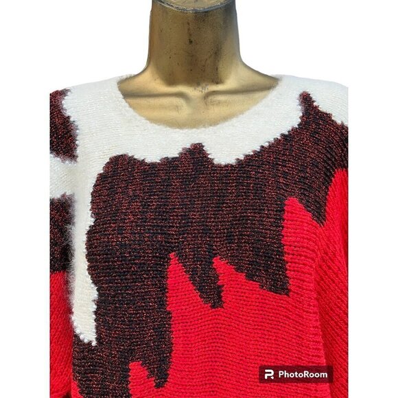 Vintage Christine Glam Sweater S Oversize Metallic Fuzzy Cozy Punk Rock Vampire - Picture 2 of 7